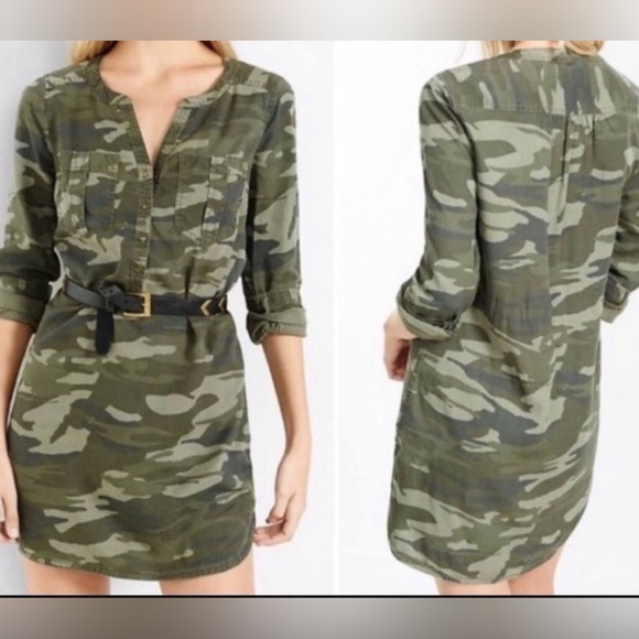Express Camo Shirt Dress L - Picture 2 of 7